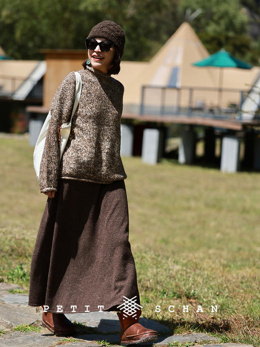 PETIT SCHAN小闪 CLO#925 The Lucky Trio 吉祥三宝 牦牛绒骆驼绒长绒棉手纺纱手编套头毛衣 商品图5