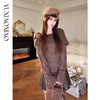 余潇潇【伦萨千金】马海毛羊毛桑蚕丝大翻领荷叶边袖一字肩亮片毛衣 商品缩略图3