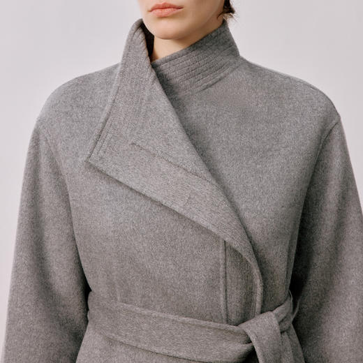 东黎 • 山羊绒女士秋冬西服翻领系带长款双面呢羊绒大衣 4A47 商品图7