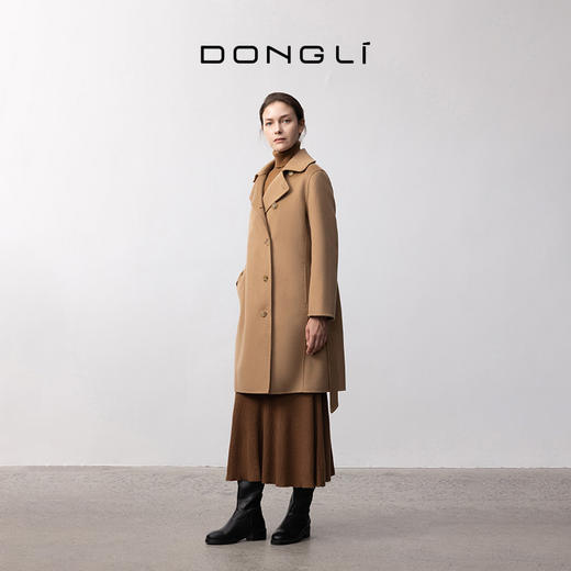 东黎 • 你本珍贵 山羊绒女士秋季女翻领偏襟中长大衣 5426 商品图3