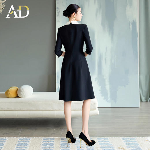 AD黑色连衣裙女春秋季新款超好看约会穿搭气质高级感高级感圆领 商品图4