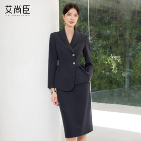 艾尚臣高级感青灰色西装套装修身显瘦气质酒店经理正式场合职业装