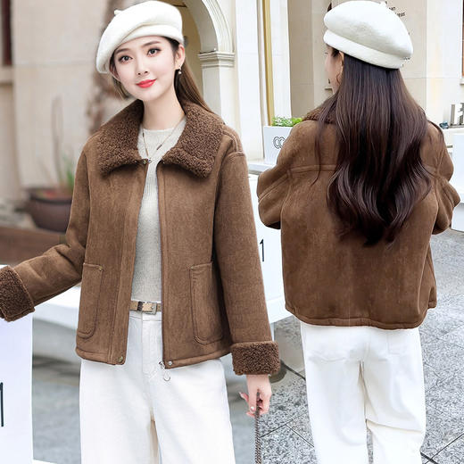 XYKL-5987时尚短款加绒外套女新款2025年冬季韩版气质保暖女装休闲潮流上衣 商品图0