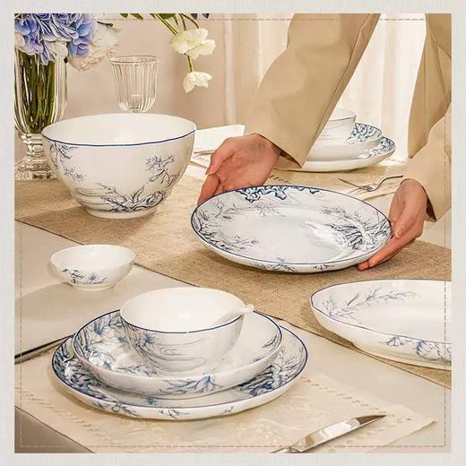 【6F】玛戈隆特水岸花影餐具套装家用骨瓷乔迁礼物新婚结婚碗碟套装高级28头 商品图1
