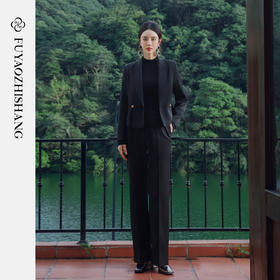 FUYAO扶摇 短款西装两件套女2025新款高级感黑色小西服时尚套装秋