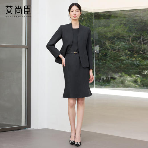 艾尚臣2025新款黑色高级感西服套装时尚气质职业装正式场合两件套 商品图2