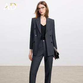 AD羊毛灰色西装套装女2025新款高级感职业装正装西服裤子两件套