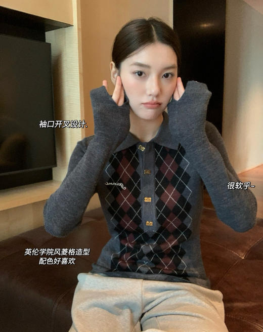原单版本GANNI菱格polo针织衫101109 商品图4