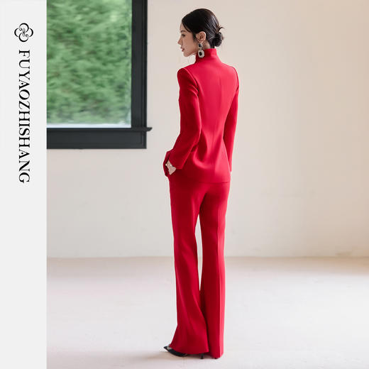 FUYAO扶摇 中国红西装套装女2025新款醋酸正装晚宴年会主持人穿搭 商品图4