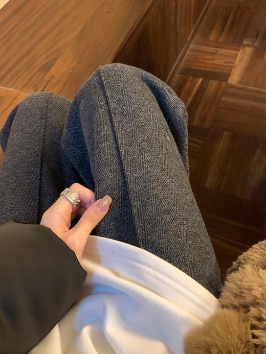 羊毛直筒裤女秋冬2025新款慵懒软糯垂顺高腰阔腿长裤米白色休闲裤 商品图1