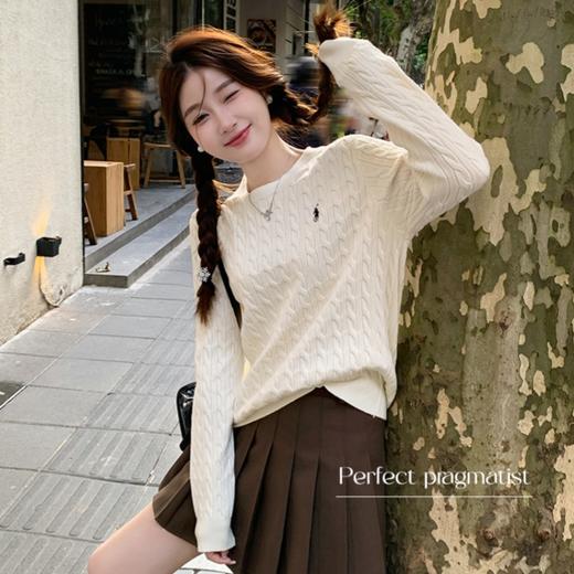 『麻花肌理小马针织衫』安迪绒羊毛混纺 松软舒适 微宽松版型 经典复古超百搭 商品图0