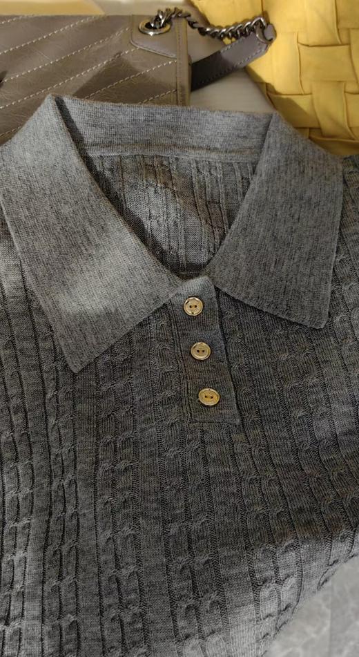 拉夫小拧花超细羊毛含桑蚕丝POLO领毛衫 商品图5