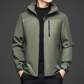 连帽夹克男春秋季新款红色薄款休闲高档免烫宽松外套上衣