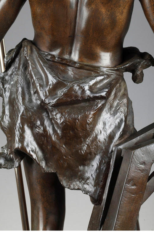 独角鹿西洋古董 1870年代法国雕塑家Ernest Rancoulet创作出品「Work 劳动」主题青铜雕塑 商品图5