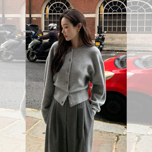 西遇毛衣慵懒高级感女秋季新款韩系圆领长袖针织开衫外套SS051655 商品图1
