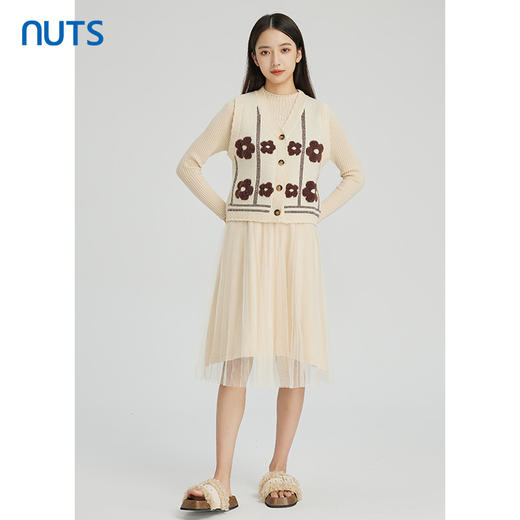 NUTS商场同款秋冬季设计感小众背心针织网纱连衣裙套装女241106577 商品图2