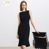 AD圆领醋酸连衣裙女夏季洋气显瘦通勤气质时尚无袖职业装中长款裙 商品缩略图3