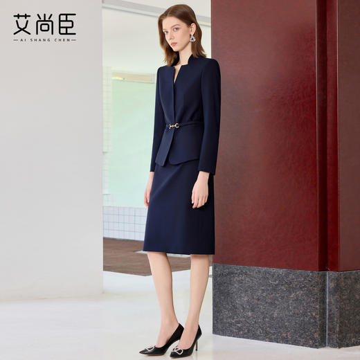艾尚臣藏青色职业西装套装女轻奢高端商务西服正装正式场合工作服 商品图3