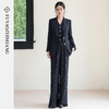 FUYAO扶摇 藏青色条纹西装套装女秋2025新款高级感西服马甲三件套 商品缩略图0