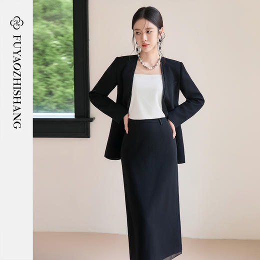 FUYAO扶摇 高级感醋酸女装2025秋款西装两件套法式复古小西服上衣 商品图3