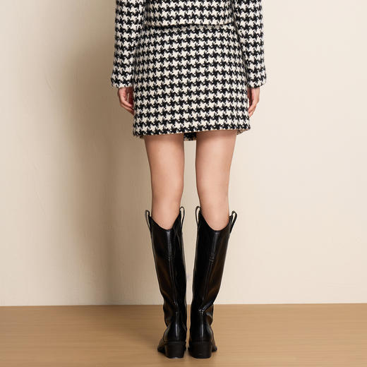 EITIE爱特爱冬季新款时尚高腰复古千鸟格通勤半身裙8006708 商品图4