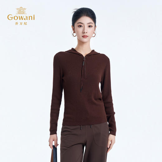 【100%绵羊毛】乔万尼2025冬新品软糯修身连帽打底羊毛衫ED4M826 商品图3