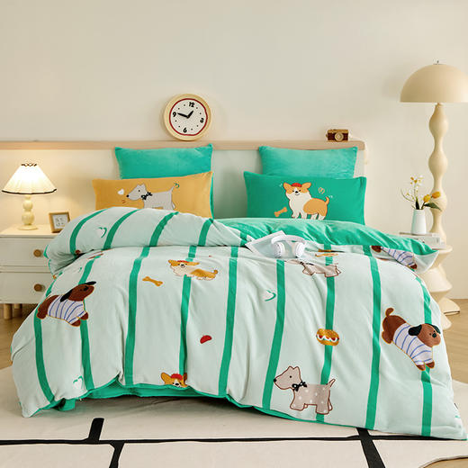 多喜爱 暖暖绒保暖三/四件套海盐喵酱/甜心兔宝/薄荷汪仔hl【高克重暖绒】【6.8度升温】【双面加厚】萌趣卡通 防静电 三款可选 拉链设计 商品图5