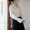 FUYAO扶摇 桑蚕丝白色衬衫套裙女2025秋季小众褶皱上衣轻奢两件套 商品缩略图2