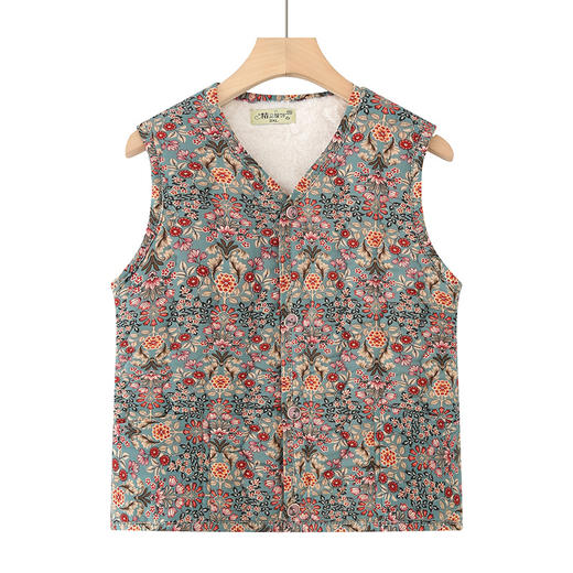 FW M07加绒坎肩妈妈碎花加棉加厚贴片保暖背心带口袋 商品图2