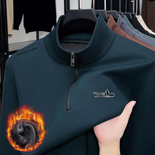 秋冬新款休闲长袖新款德绒压标拉链卫衣男士上衣 商品图3