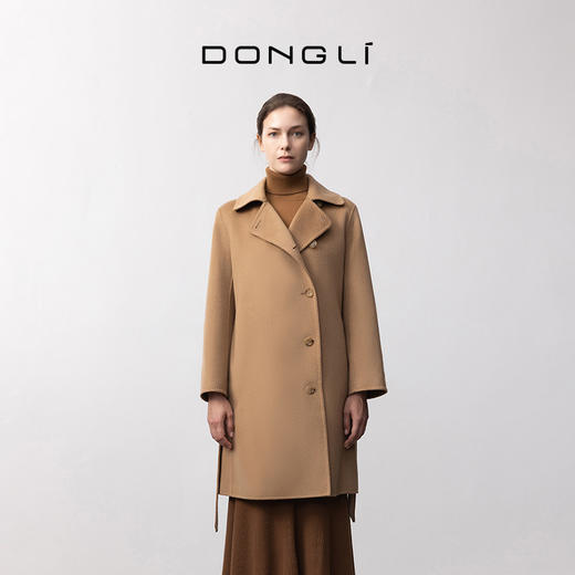 东黎 • 你本珍贵 山羊绒女士秋季女翻领偏襟中长大衣 5426 商品图1