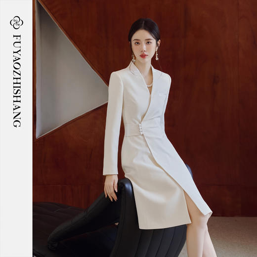 FUYAO扶摇 中华风连衣裙女2025新款国风女神范中长裙醋酸缎面裙子 商品图0