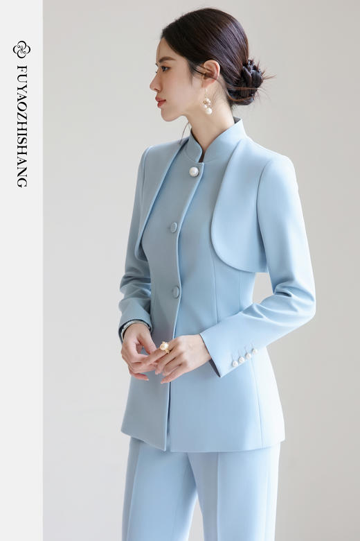 FUYAO扶摇 假两件西装外套女新中式国风改良西服套装高级感正装秋 商品图5