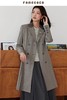 Famecoco范可儿英伦格纹风衣中长款学院风西装领外套FAB6AW006 商品缩略图5