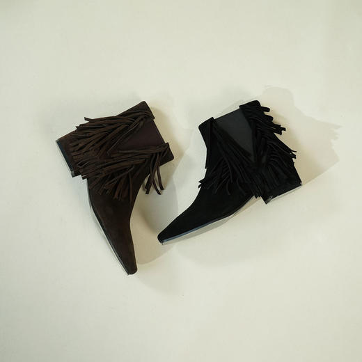 Westory2025年冬季小方头方根流苏切尔西“波嬉风“休闲短靴W25DS85491 商品图8