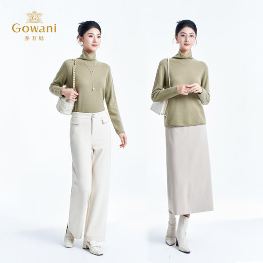 【100%山羊绒】乔万尼2025冬高级感烫钻工艺线百搭高领舒适打底羊绒衫ED4M825 商品图1