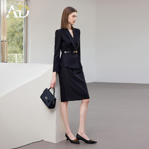 AD高端职场通勤女装2025新款黑色西装套装秋季长袖职业装正装裙子 商品图2