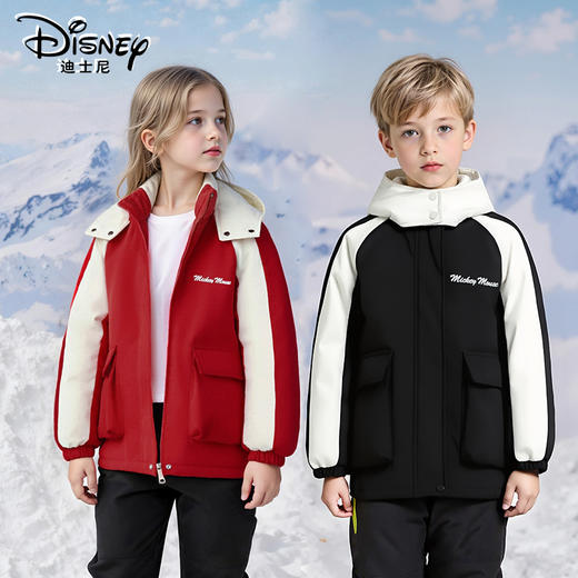 Disney/迪士尼儿童冲锋衣外套男女中大童撞色连帽休闲夹克外套秋冬新款 商品图1