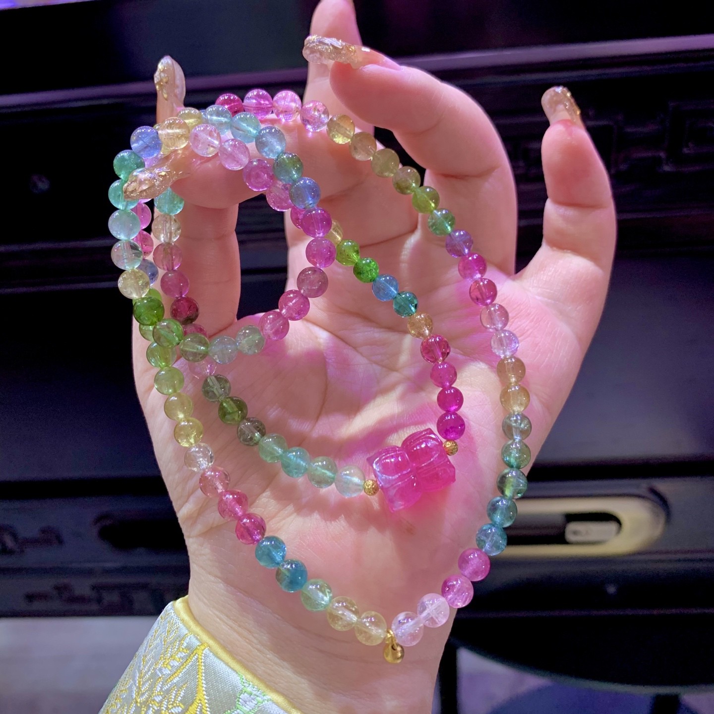 5.8mm多圈彩虹碧玺手串