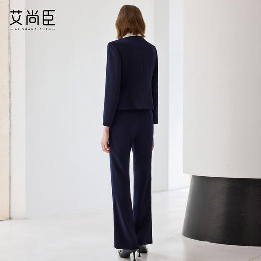 艾尚臣2025新款藏青色西装气质优雅西服套装时尚通勤正装两件套 商品图4