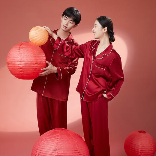 金三塔重磅真丝睡衣女长袖两件套100%桑蚕丝宽松可外穿丝绸家居服基础套装   YSF9B212/YSMAA201（限价款） 商品图1