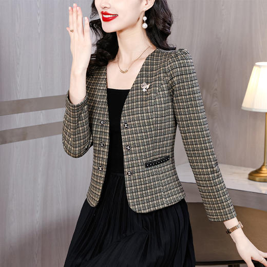 KQL E333N6922贵夫人气质减龄修身显瘦小香风外套洋气小西装 商品图1