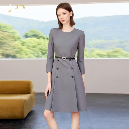 AD职场通勤连衣裙女秋季灰色七分袖职业装西服裙子2025新款工作服 商品图1