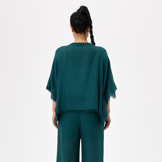 羊绒圆领斗篷式女上衣  SJF97W342N 商品图5