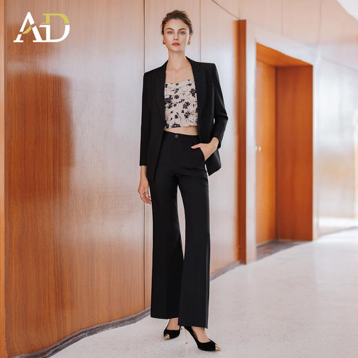 AD职业装黑色一粒扣西服外套女2025新款西装套装时尚气质阔腿裤 商品图3