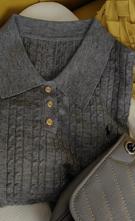 拉夫小拧花超细羊毛含桑蚕丝POLO领毛衫 商品图6