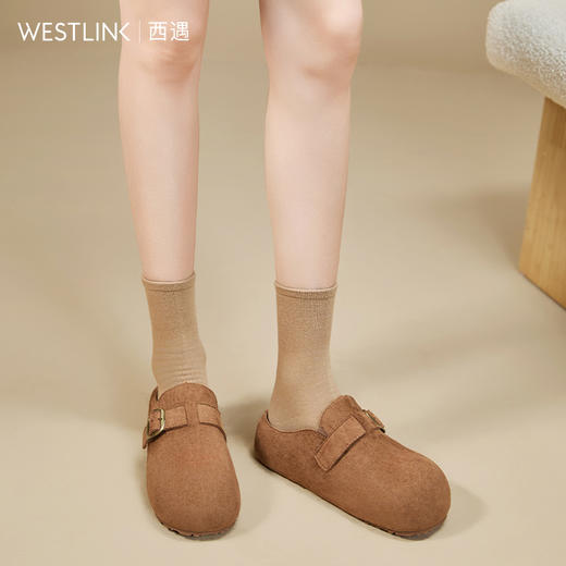 西遇一脚蹬勃肯鞋女2025新款秋季丑萌圆头包头拖鞋增高厚底半拖鞋V0057176 商品图2