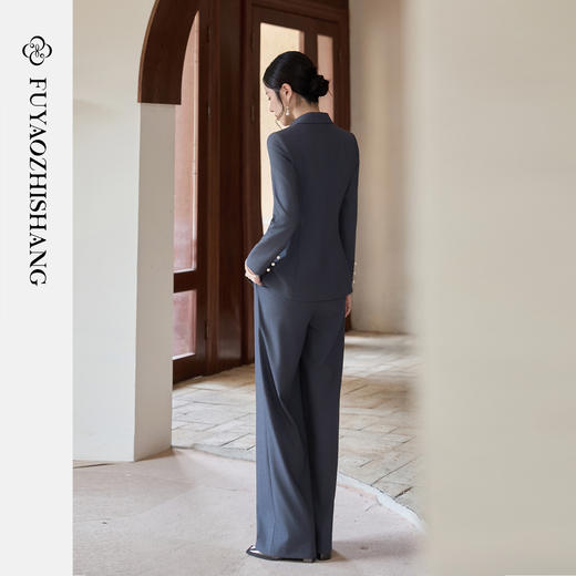 FUYAO扶摇 复古国风西装套装女2025新款新中式盘扣气质西服两件套 商品图4