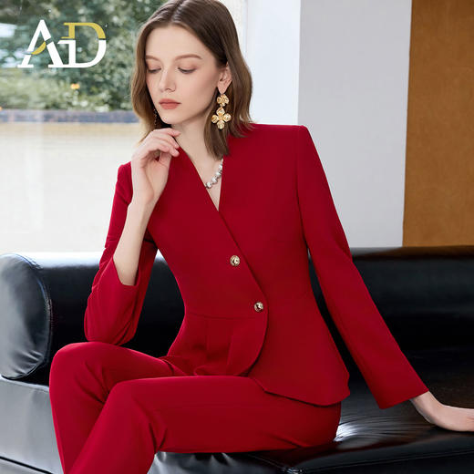 AD红色职业套装女2025新款秋冬高级感气质珠宝店酒店经理前台正装 商品图3