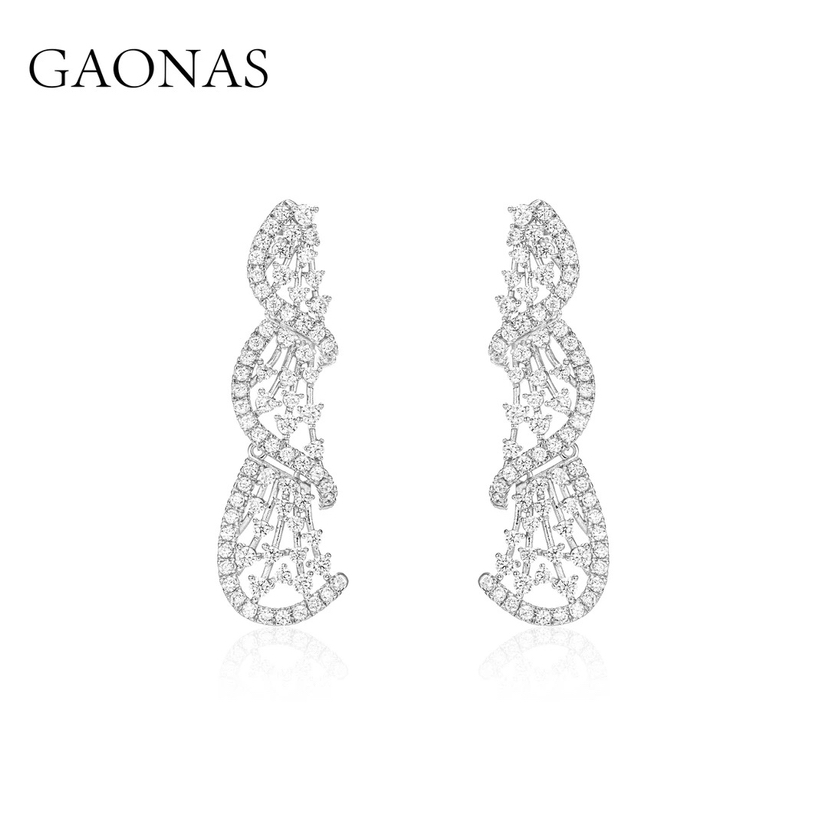 GAONAS  波澜设计白色贵气臻奢白耳环11586EW